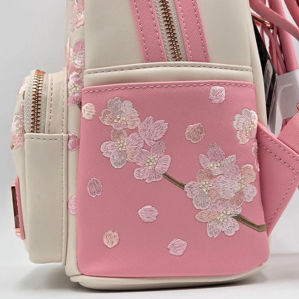 Loungefly Disney Minnie Mouse Cherry Blossom Ears Pink Mini Backpack New - Picture 5 of 7